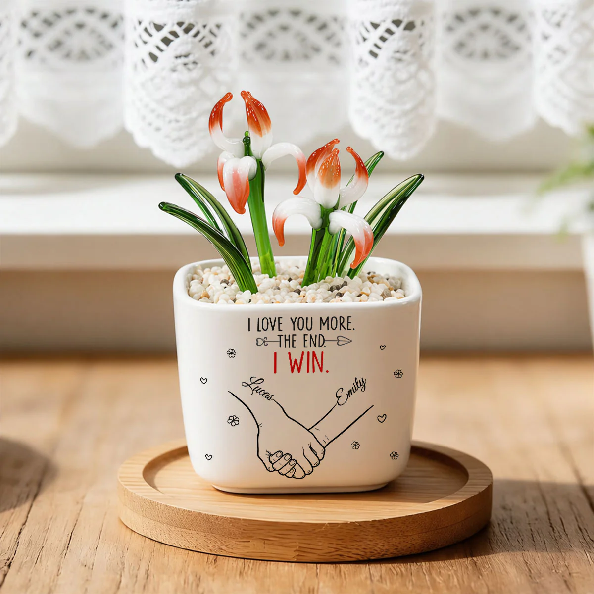 Love You More Always - Personalized Custom Glass Birth Month Flower - Image 3