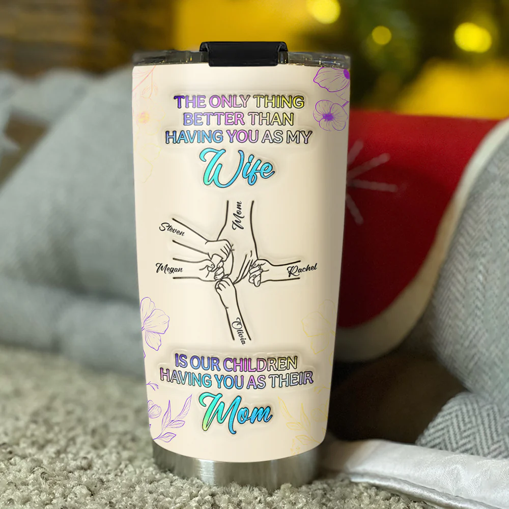 Love You My Beautiful Wife - Personalized Custom 3D Inflated Effect Tumbler - Image 2