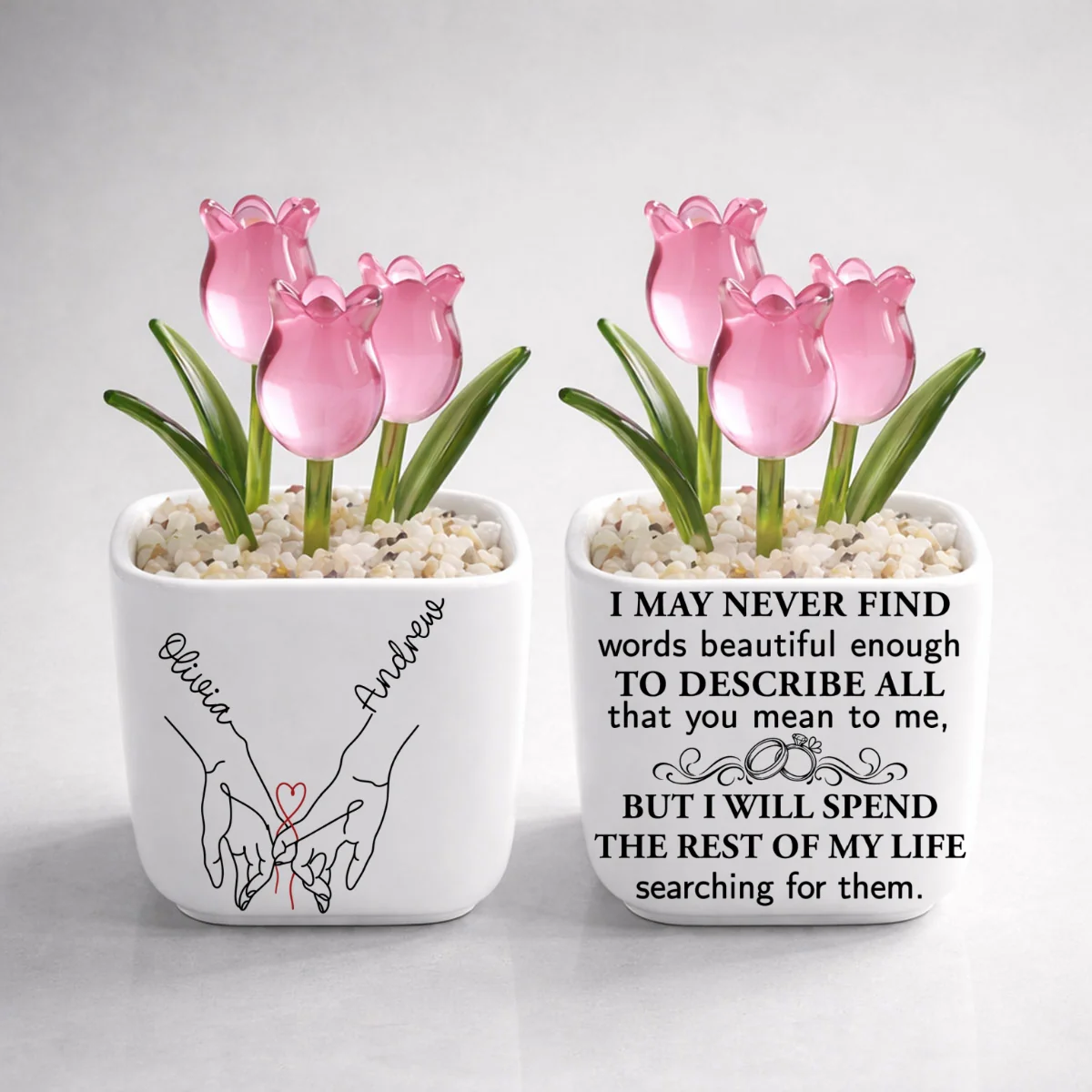 Love You My Wife - Personalized Custom Glass Everlasting Tulips - Image 10