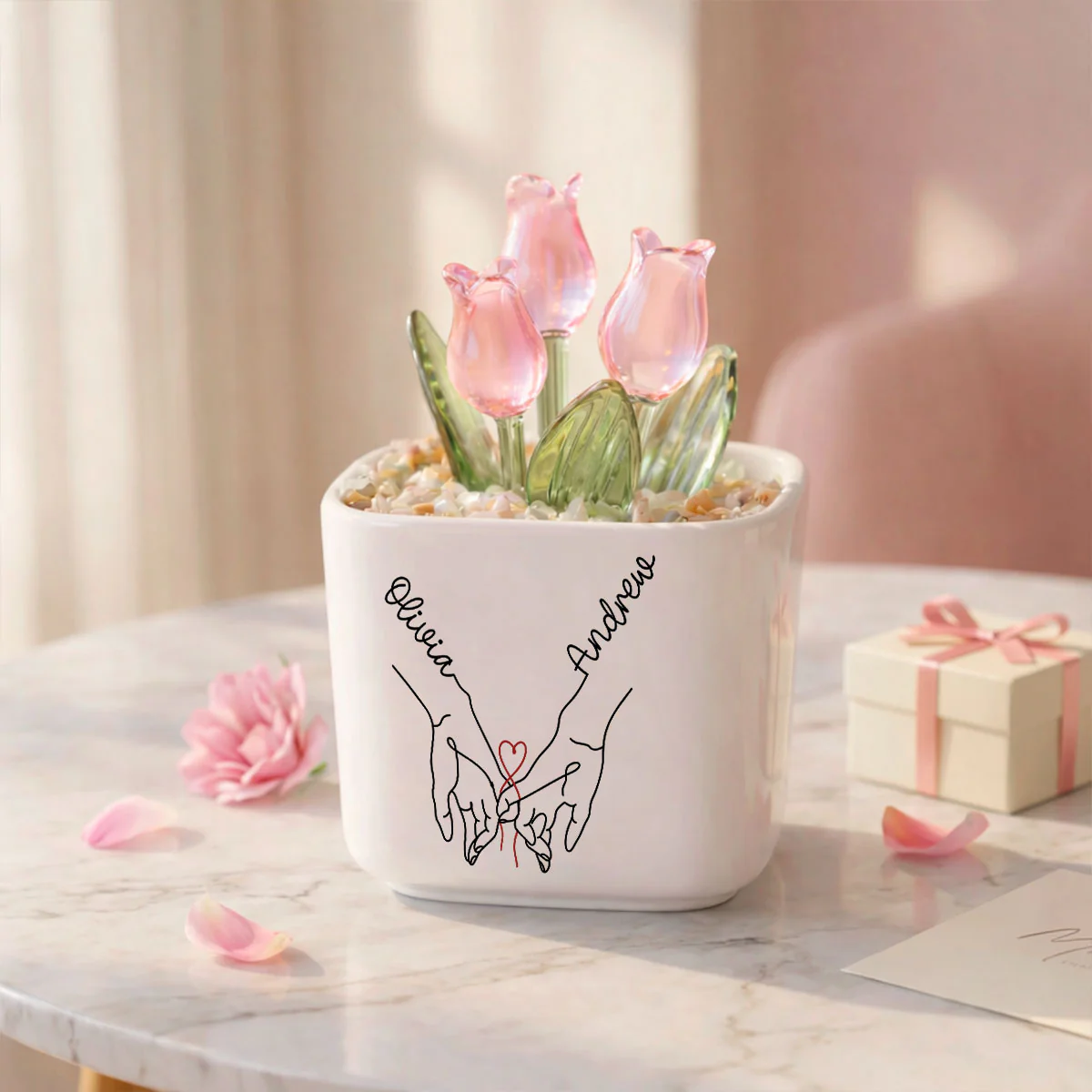 Love You My Wife - Personalized Custom Glass Everlasting Tulips - Image 6