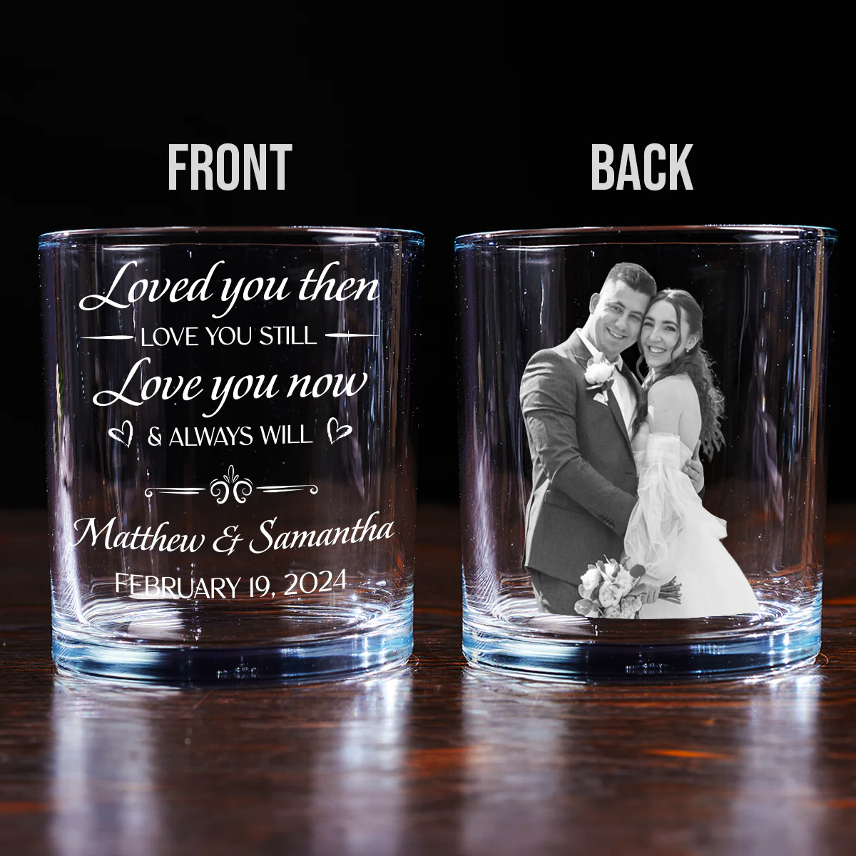 Love You Now And Always Will - Personalized Custom Whiskey Glass - Image 5