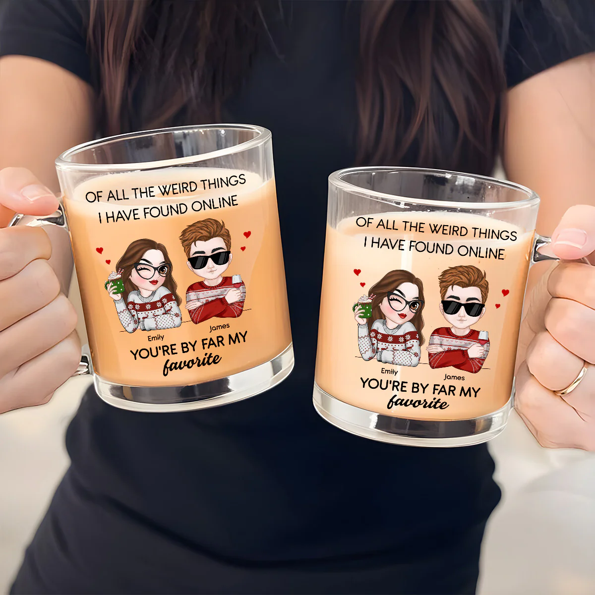 Love You - Personalized Custom Glass Mug - Image 2