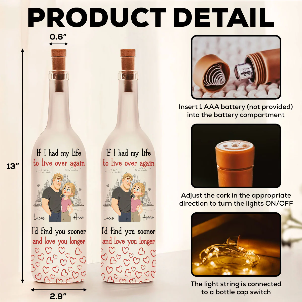 Love You So Much - Personalized Custom Bottle Lamp - Image 6