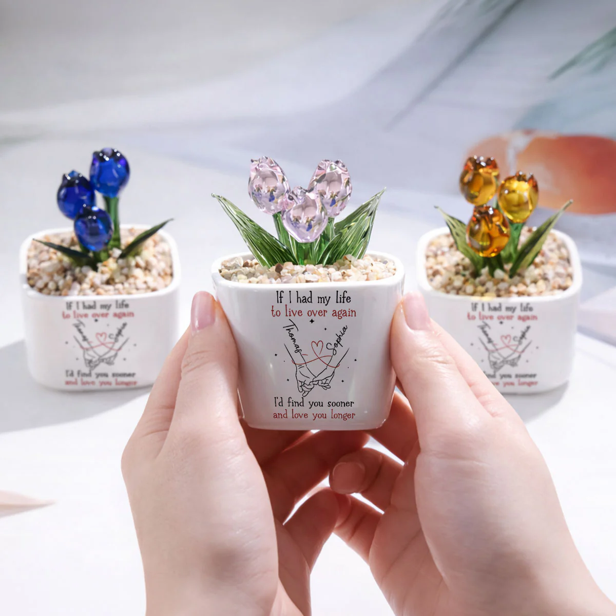 Love You So Much - Personalized Custom Glass Everlasting Tulips - Image 5