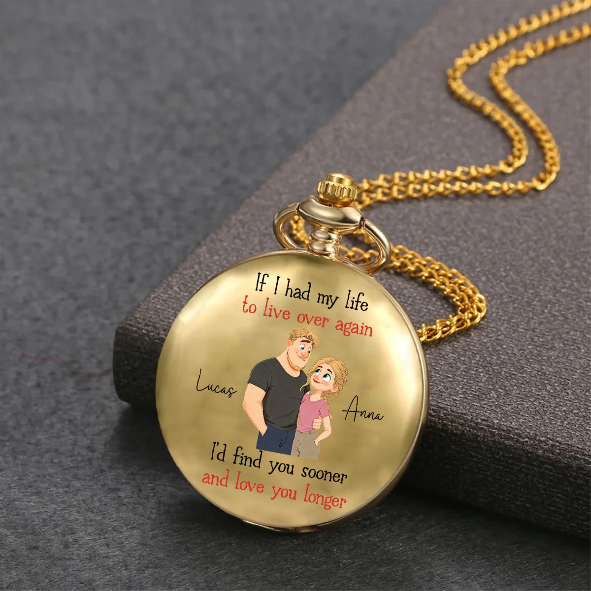 Love You So Much - Personalized Custom Print Pocket Watch - Image 3