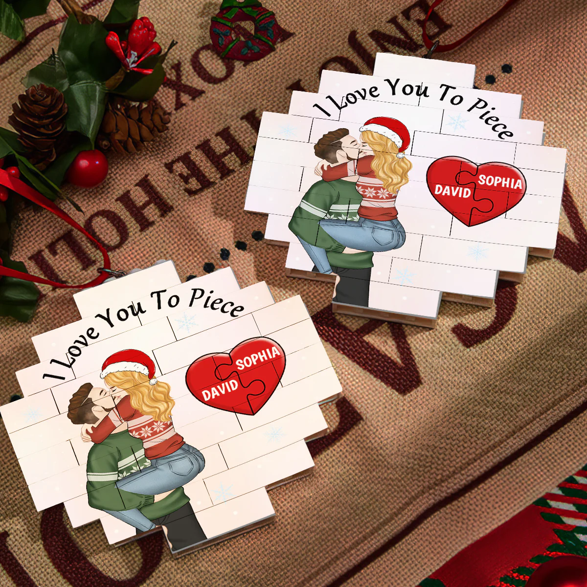 Love You To Piece - Personalized Custom Puzzle Ornament - Image 4