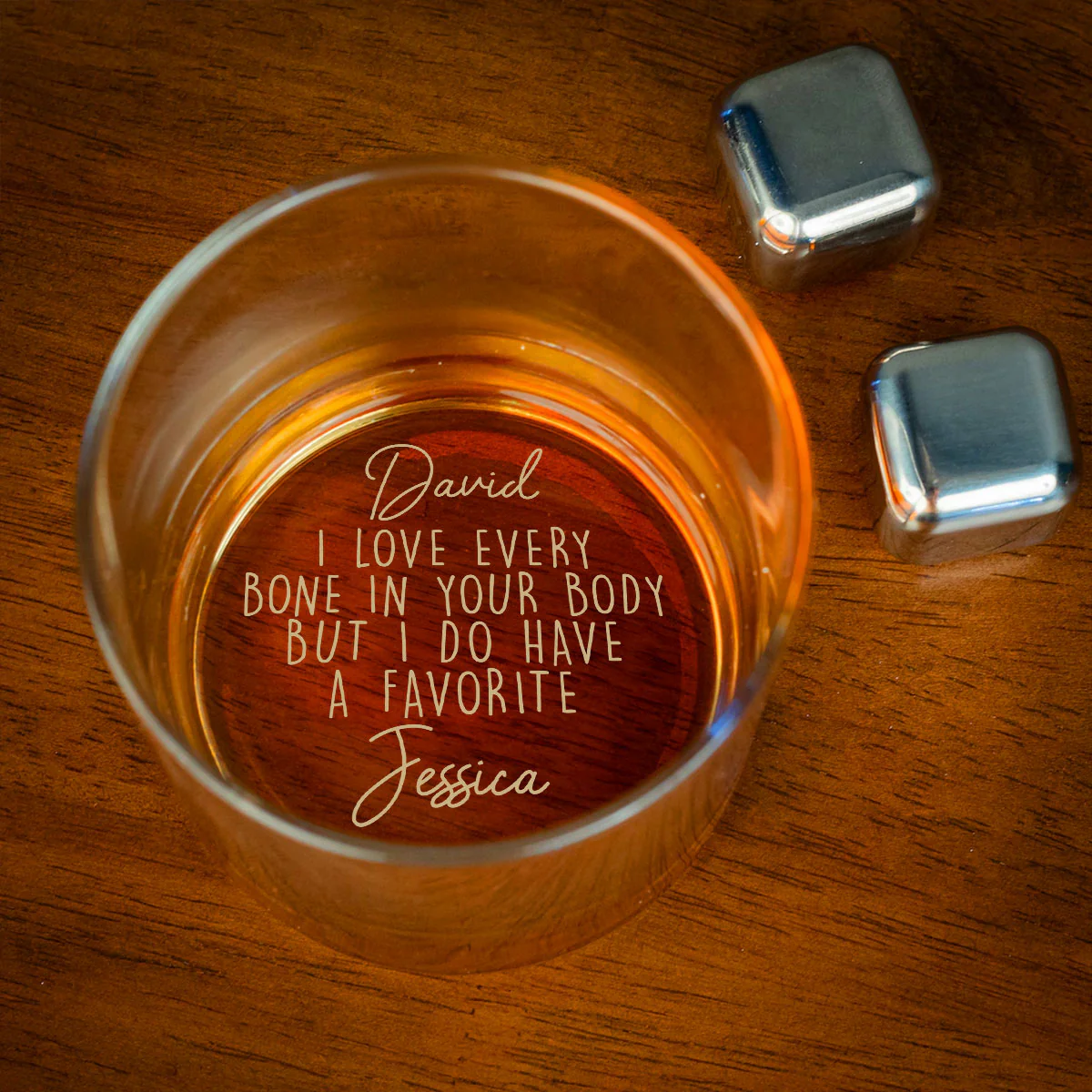 Love You To The Bone - Personalized Custom Engraved Whiskey Glass - Image 2