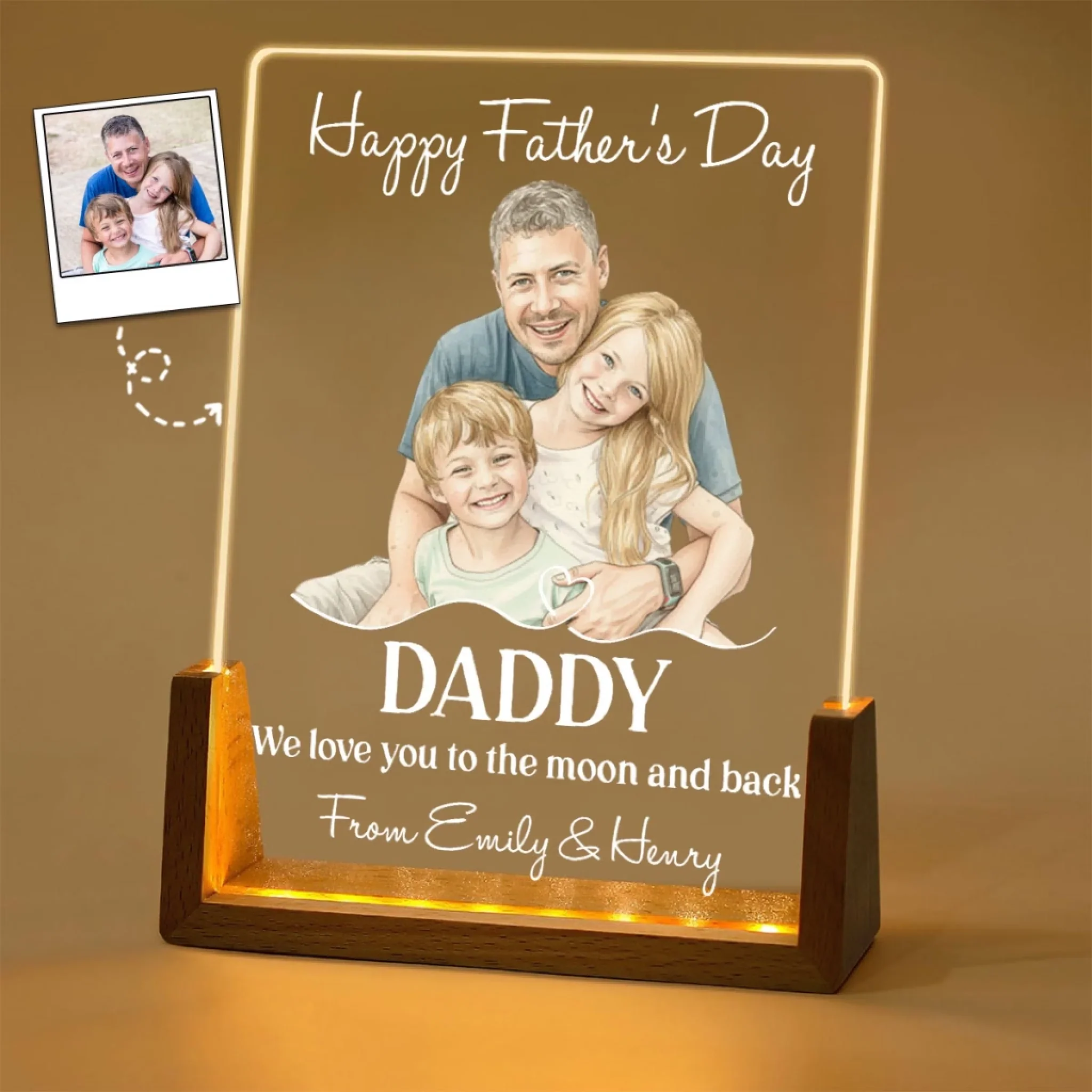 Love You To The Moon Daddy - Personalized Custom Night Light