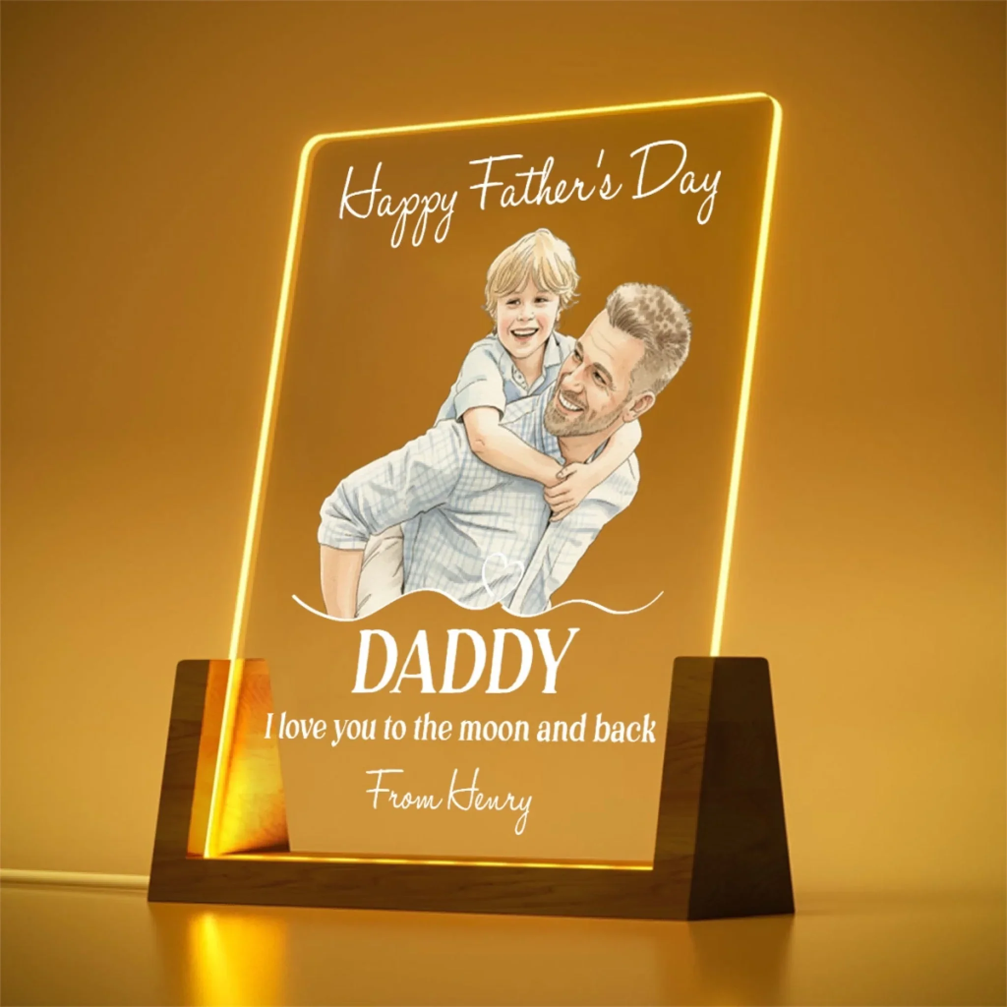 Love You To The Moon Daddy - Personalized Custom Night Light - Image 3