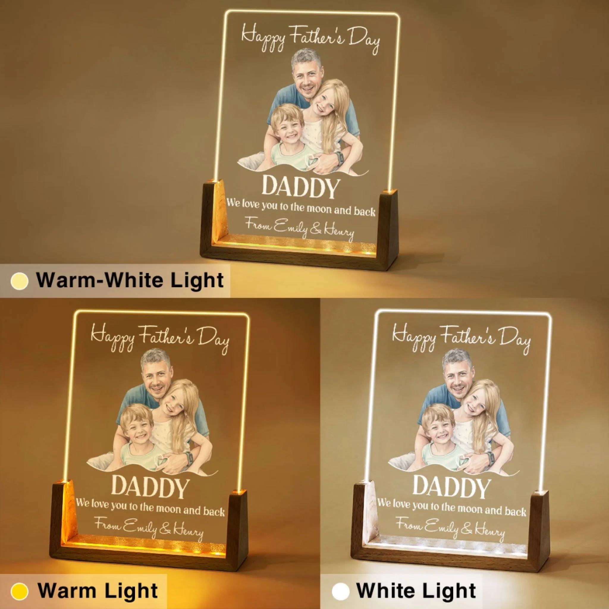 Love You To The Moon Daddy - Personalized Custom Night Light - Image 5