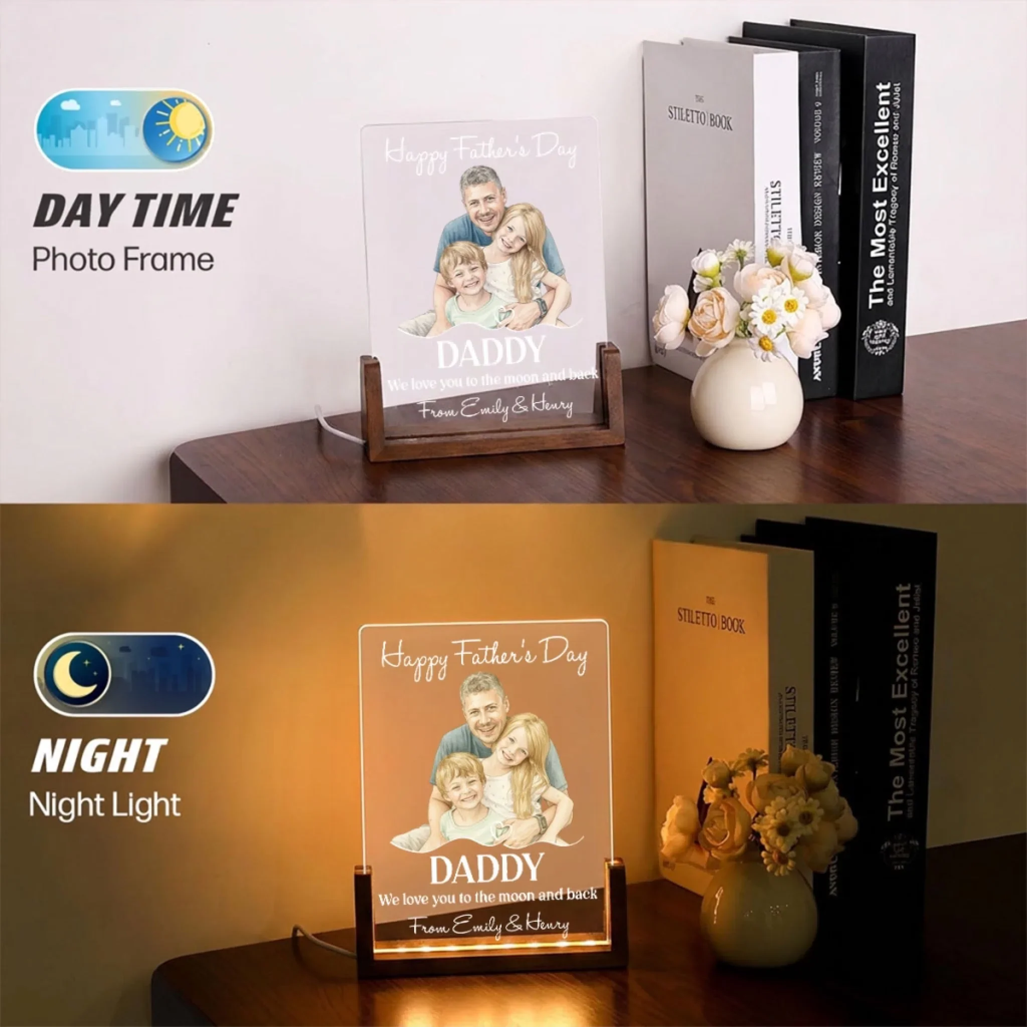 Love You To The Moon Daddy - Personalized Custom Night Light - Image 6