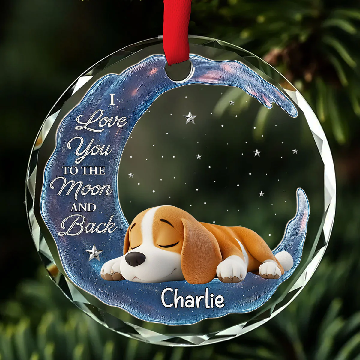 Love You To The Moon - Personalized Custom Glass Ornament