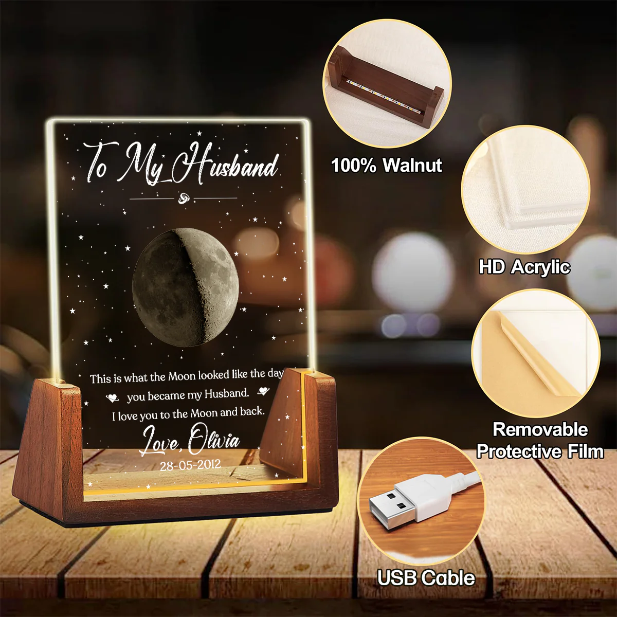 Love You To The Moon - Personalized Custom Night Light - Image 6