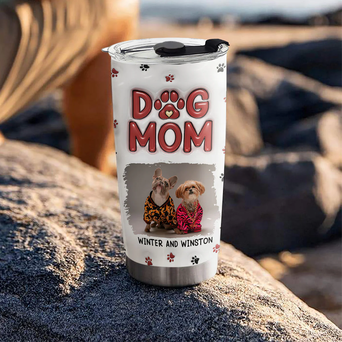 Lovely Dog Mom Photo - Personalized Custom 3D Inflated Effect Tumbler - Image 4