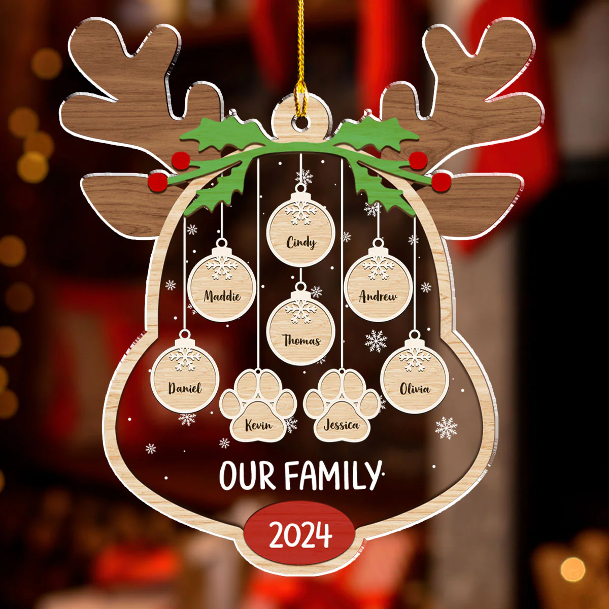 Lovely Family - Personalized Custom Acrylic Ornament - Image 5
