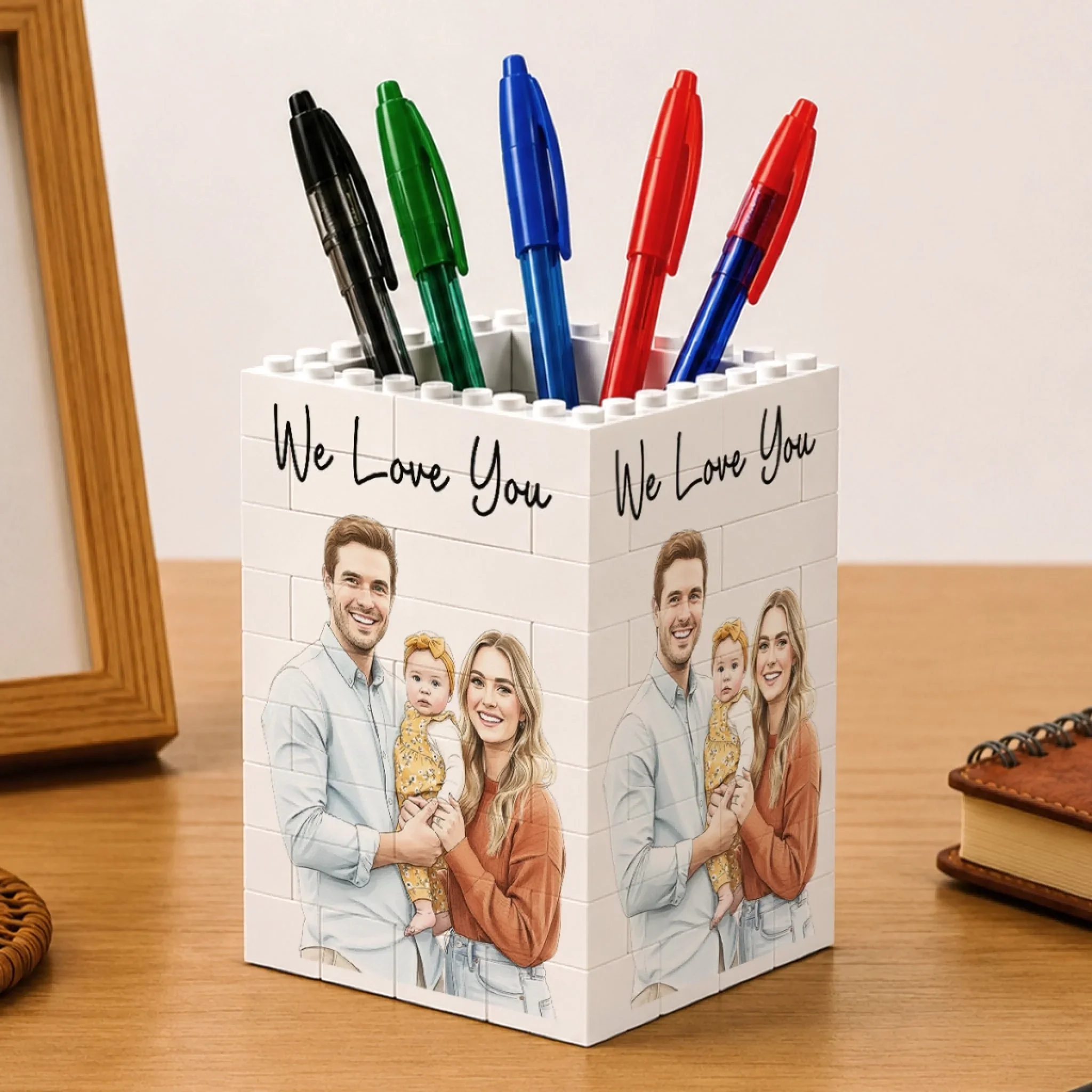 Lovely Family - Personalized Custom Block Pen Holder