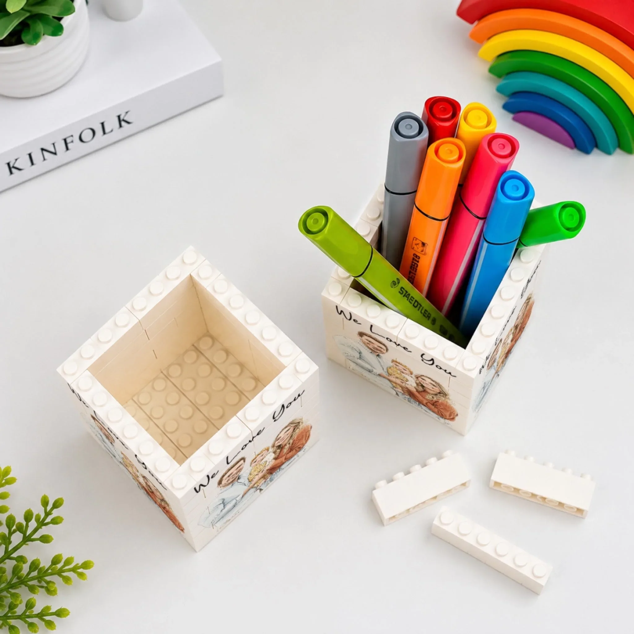 Lovely Family - Personalized Custom Block Pen Holder - Image 3