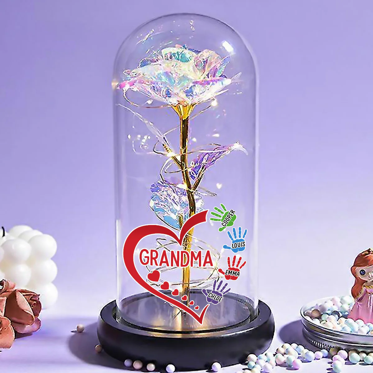 Lovely Grandma - Personalized Custom Sparkly Rose