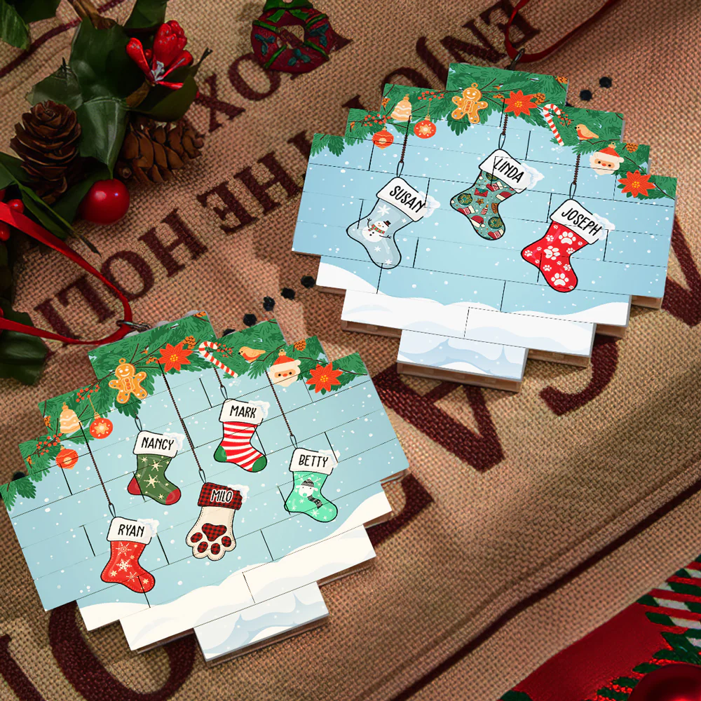 Lovely Stocking - Personalized Custom Puzzle Ornament - Image 4
