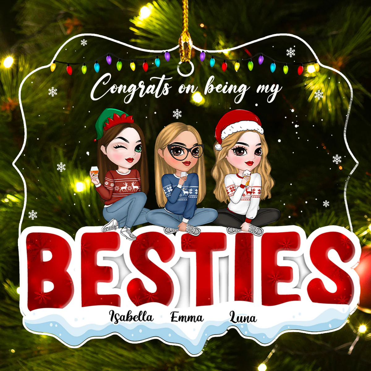 Lucky Bestie - Personalized Custom Acrylic Ornament