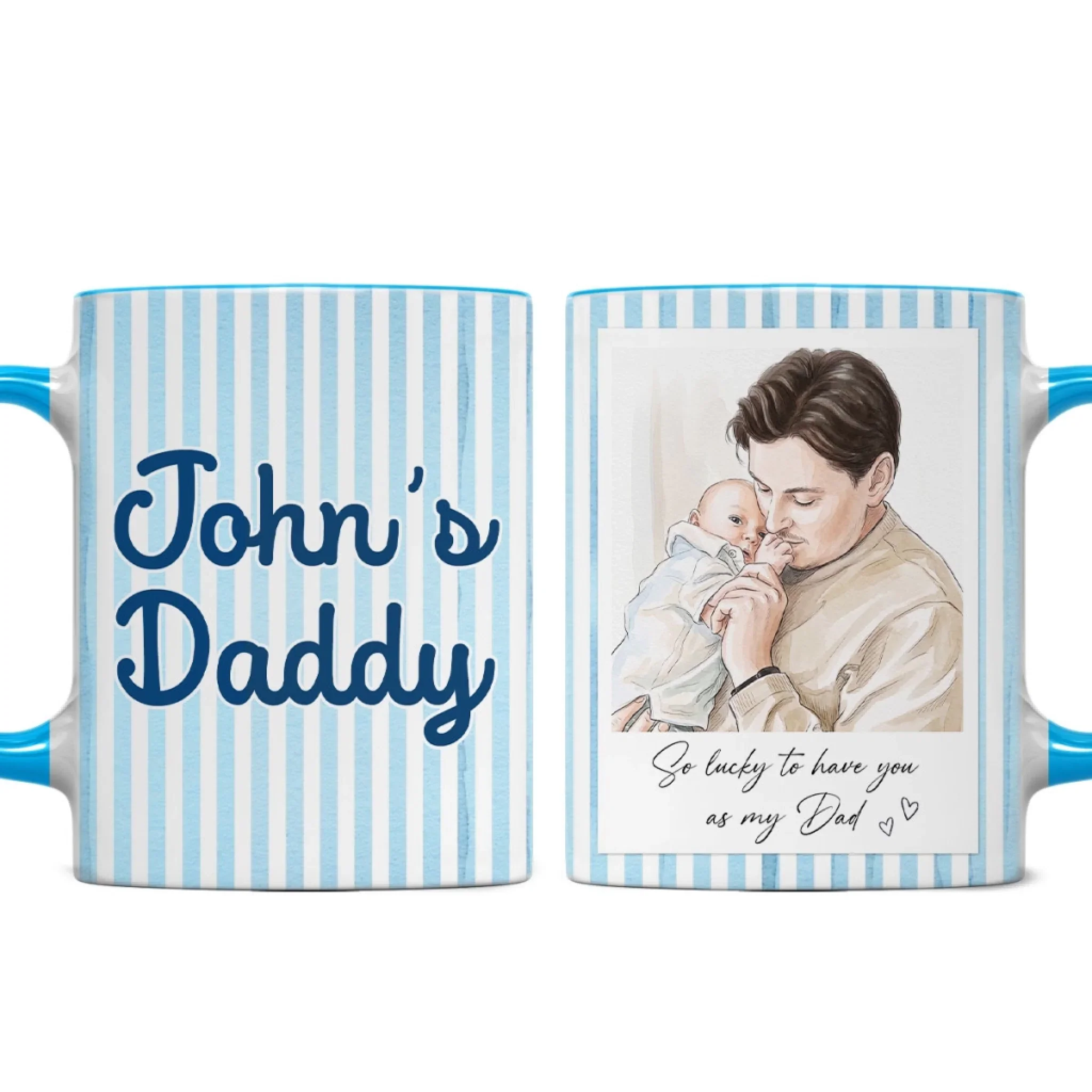 Lucky To Call You Dad - Personalized Custom Accent Mug