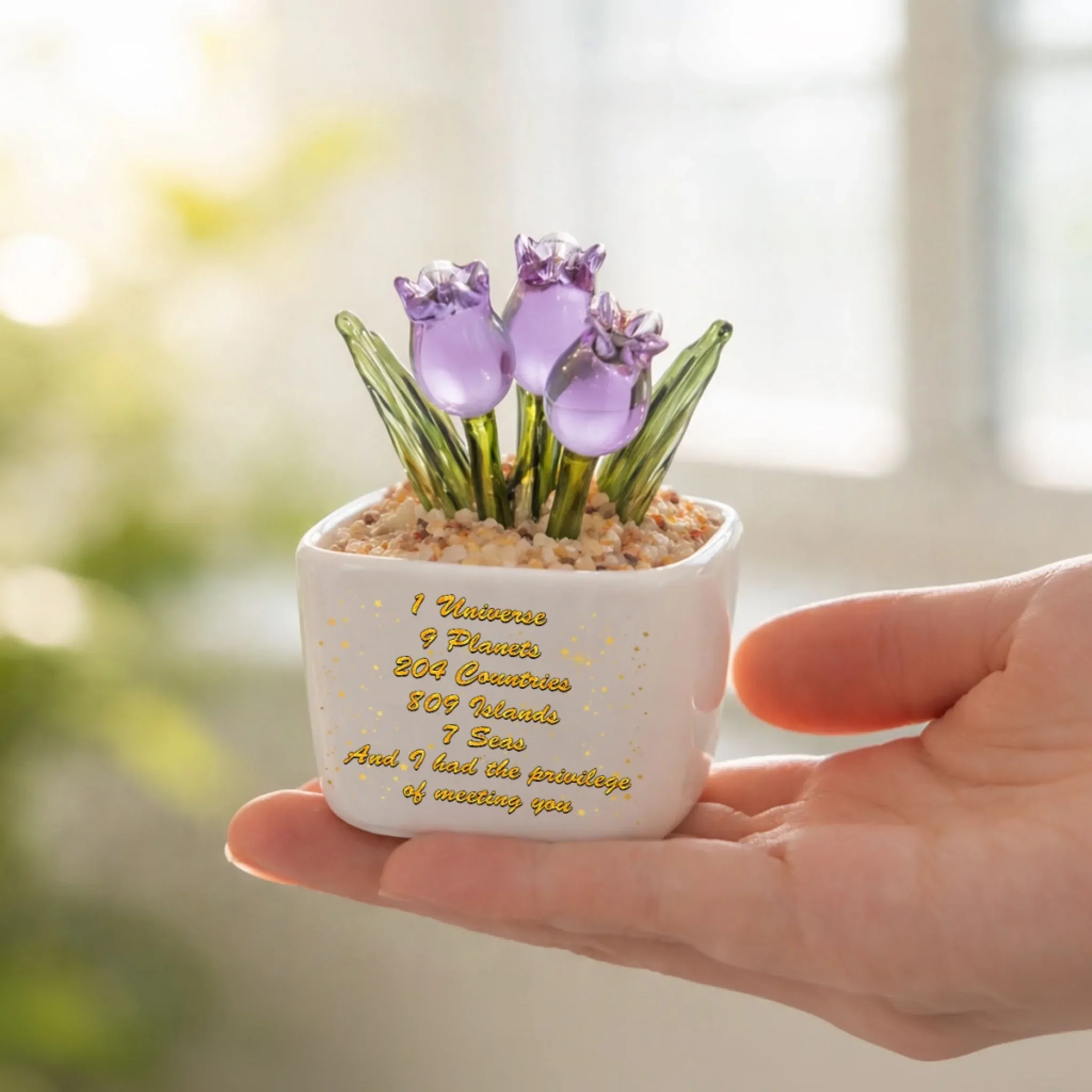 Lucky To Meet You - Personalized Custom Glass Everlasting Tulips - Image 2