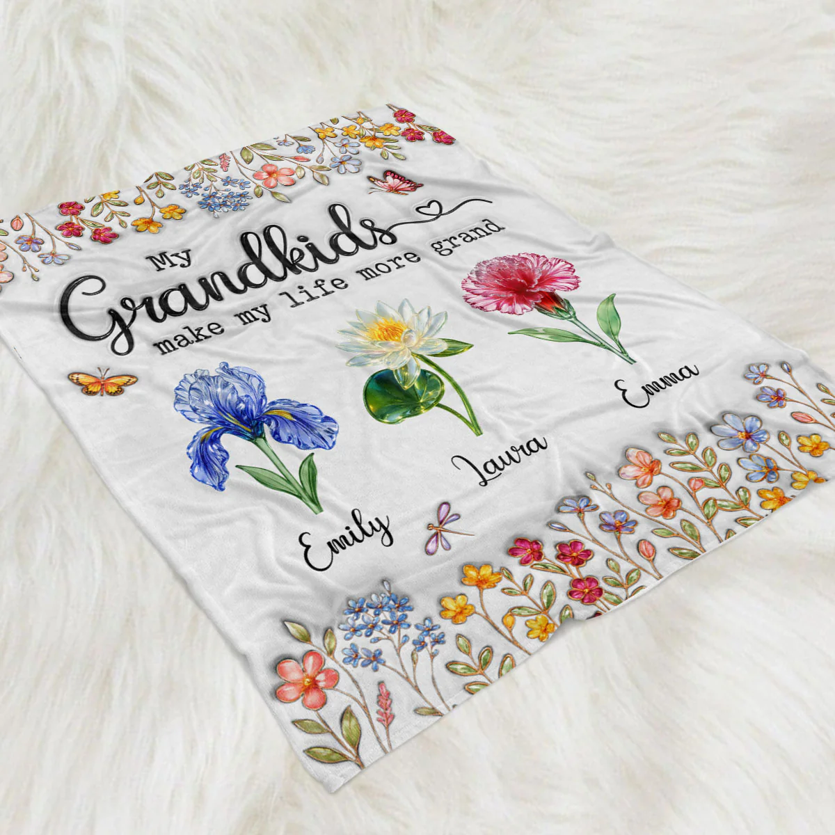 Make Life More Grand With Lovely Kids - Personalized Custom Fleece Blanket - Image 2