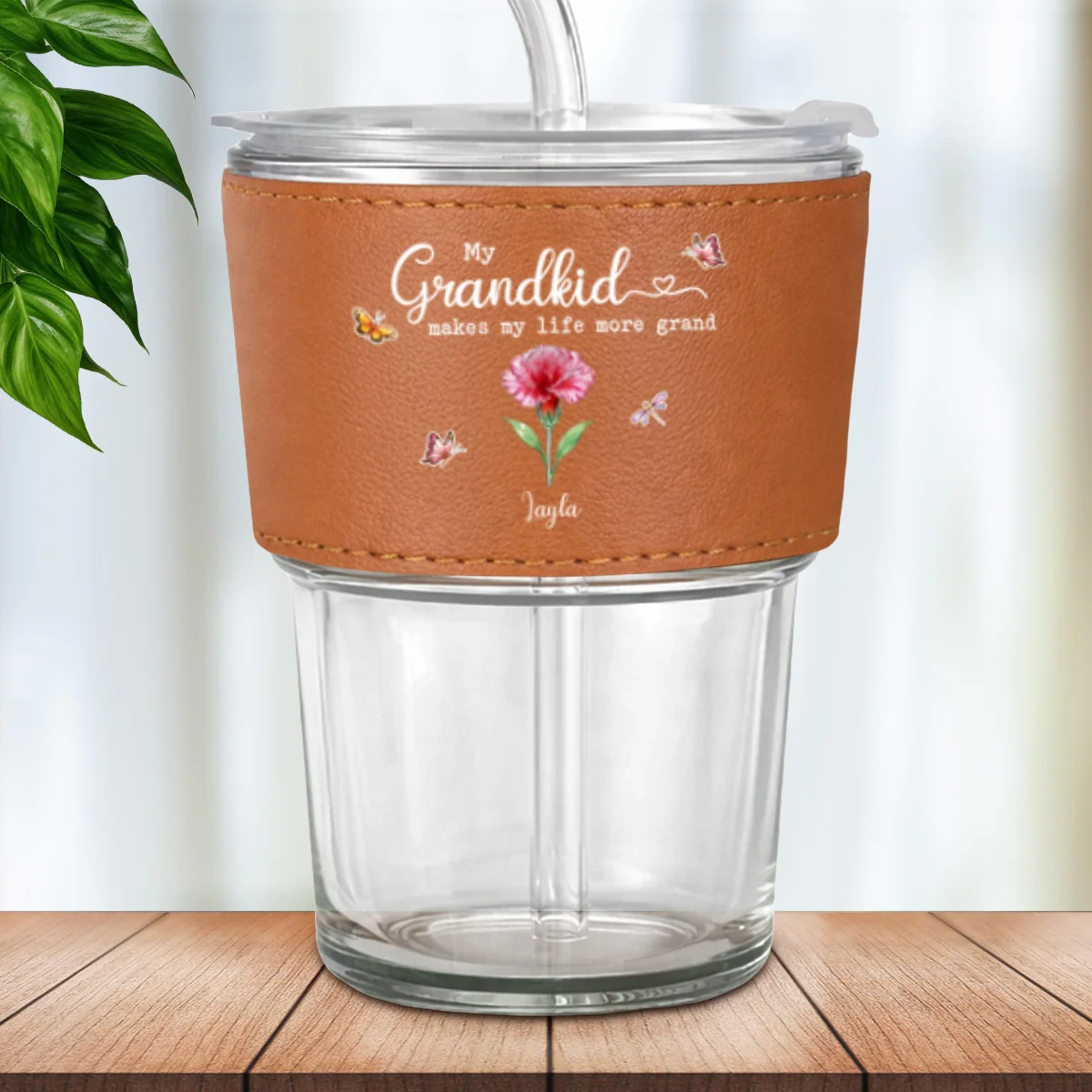 Make Life More Grand With Lovely Kids - Personalized Custom Leather Glass Cup - Image 7