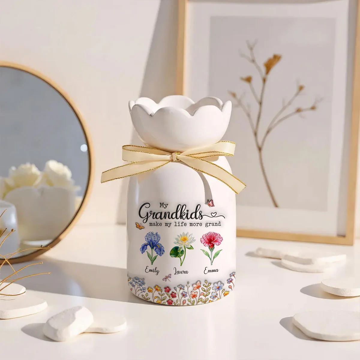 Make Life More Grand With Lovely Kids - Personalized Custom Ribbon Tie Flower Vase - Image 4