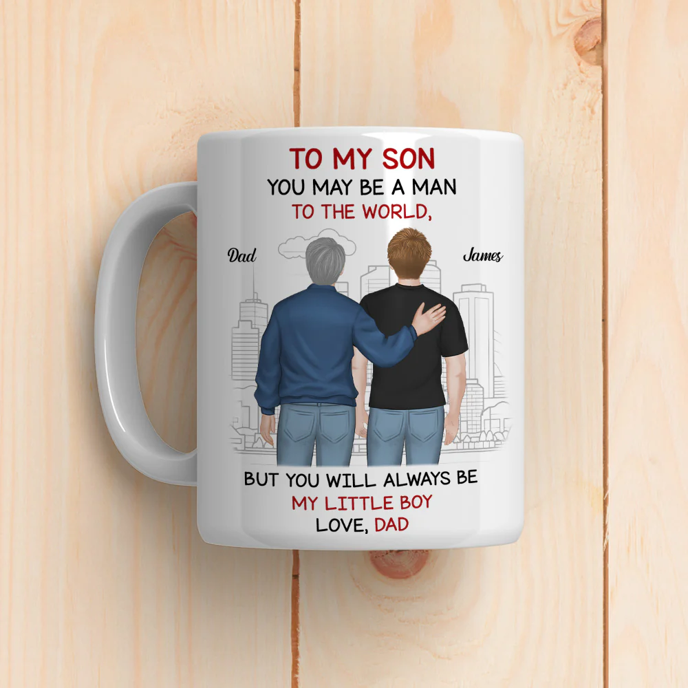 Man To World Boy To Dad - Personalized Custom Coffee Mug - Image 5