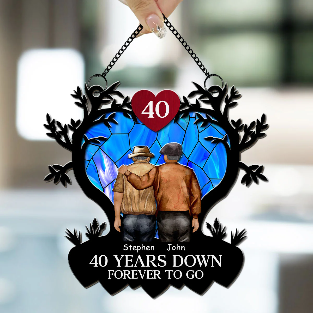 Many Years Down Forever To Go - Personalized Custom Suncatcher - Image 2