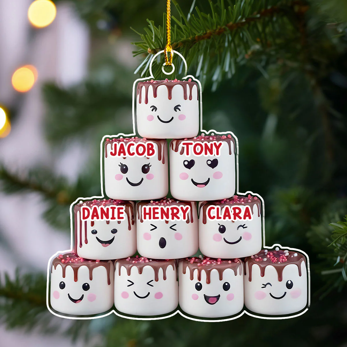 Marshmallow Family - Personalized Custom Acrylic Ornament - Image 2