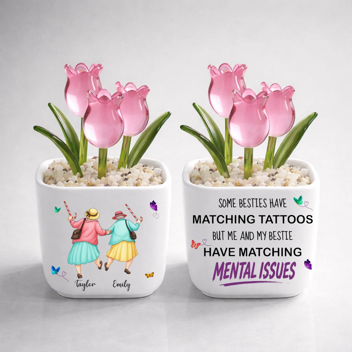 Matching Besties - Personalized Custom Glass Everlasting Tulips - Image 9