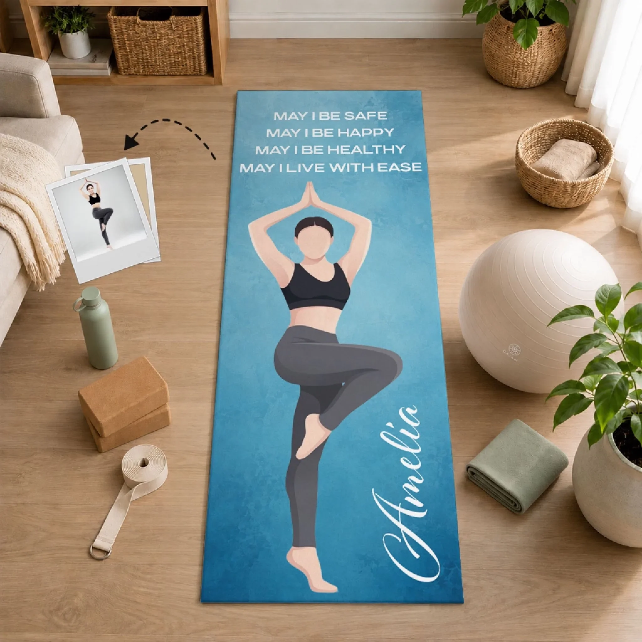 May I Live With Ease Custom Photo - Personalized Custom Yoga Mat