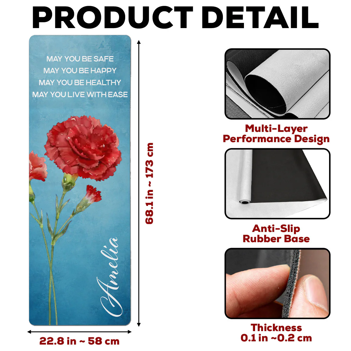 May I Live With Ease - Personalized Custom Yoga Mat - Image 7