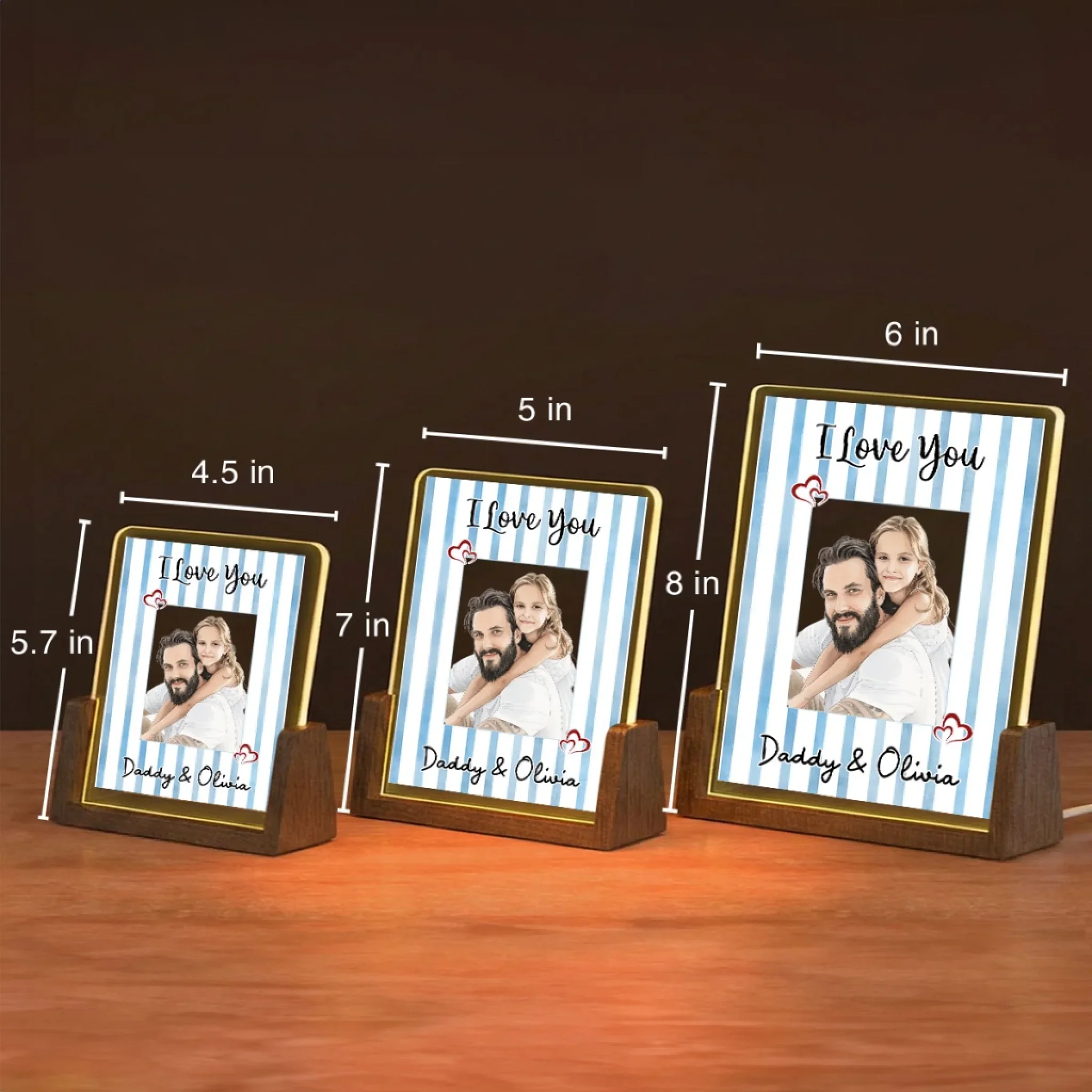 Me and Daddy Portrait Watercolor - Personalized Custom Plaque With Walnut Base - Image 6