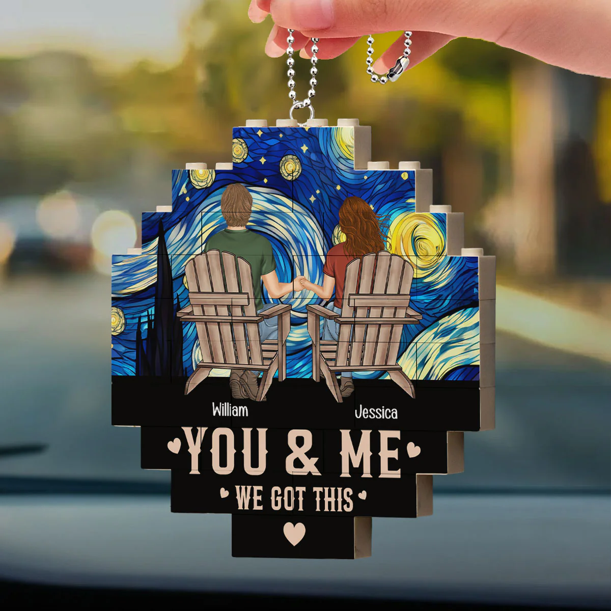 Me And You - Personalized Custom Puzzle Car Ornament - Image 2