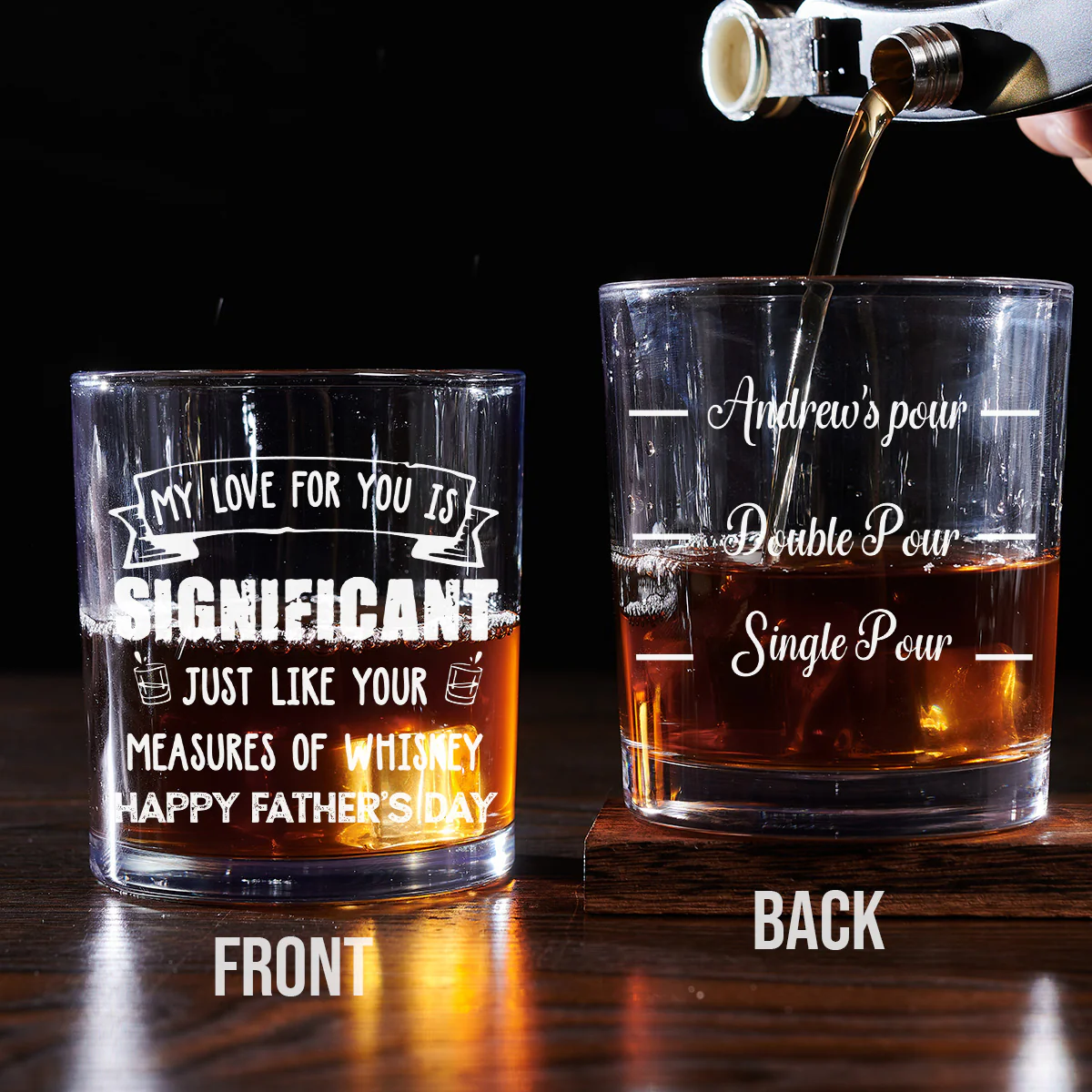 Measured In Sips Not Drops - Personalized Custom Whiskey Glass - Image 3