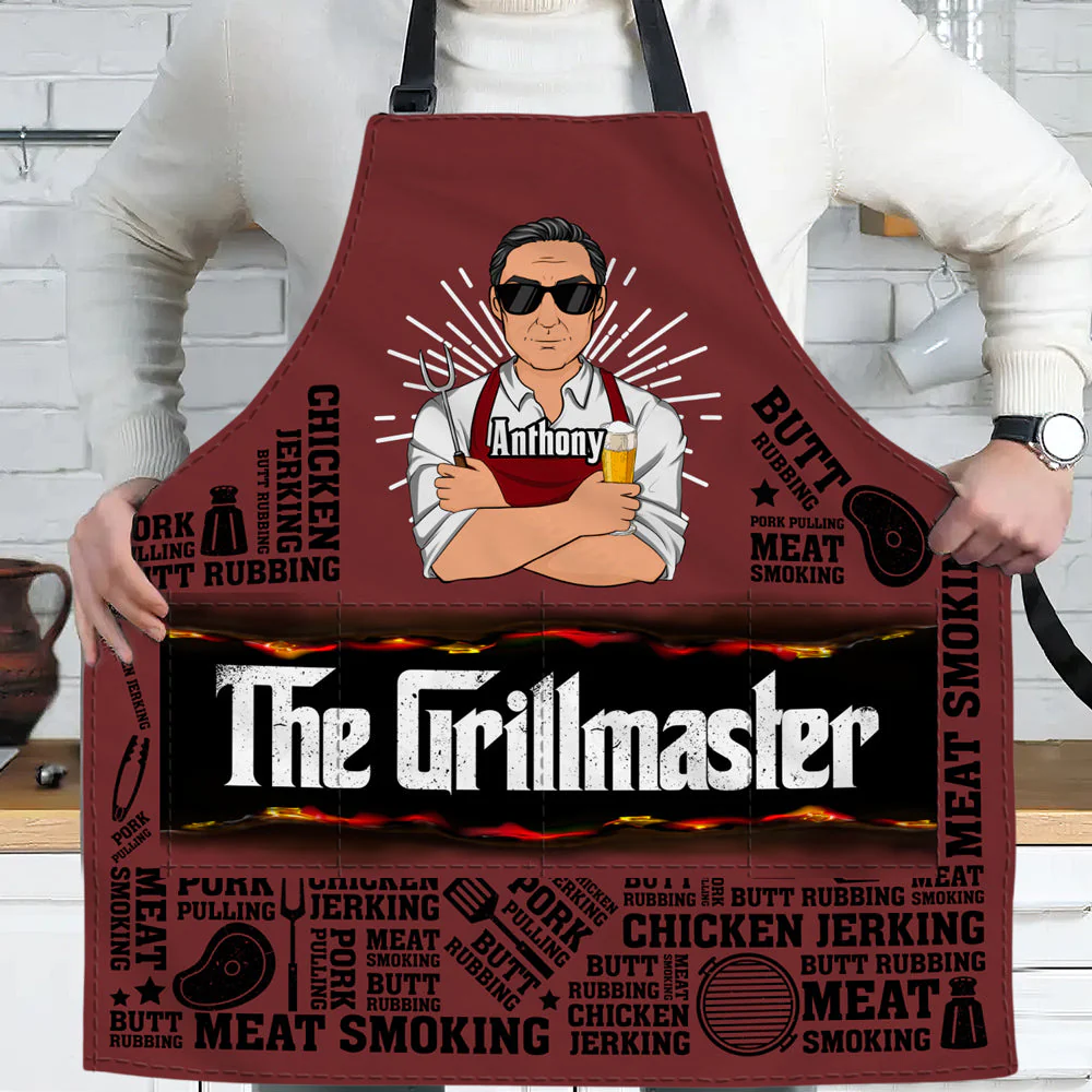 Meat Smoking Grillfather - Personalized Custom Apron - Image 4