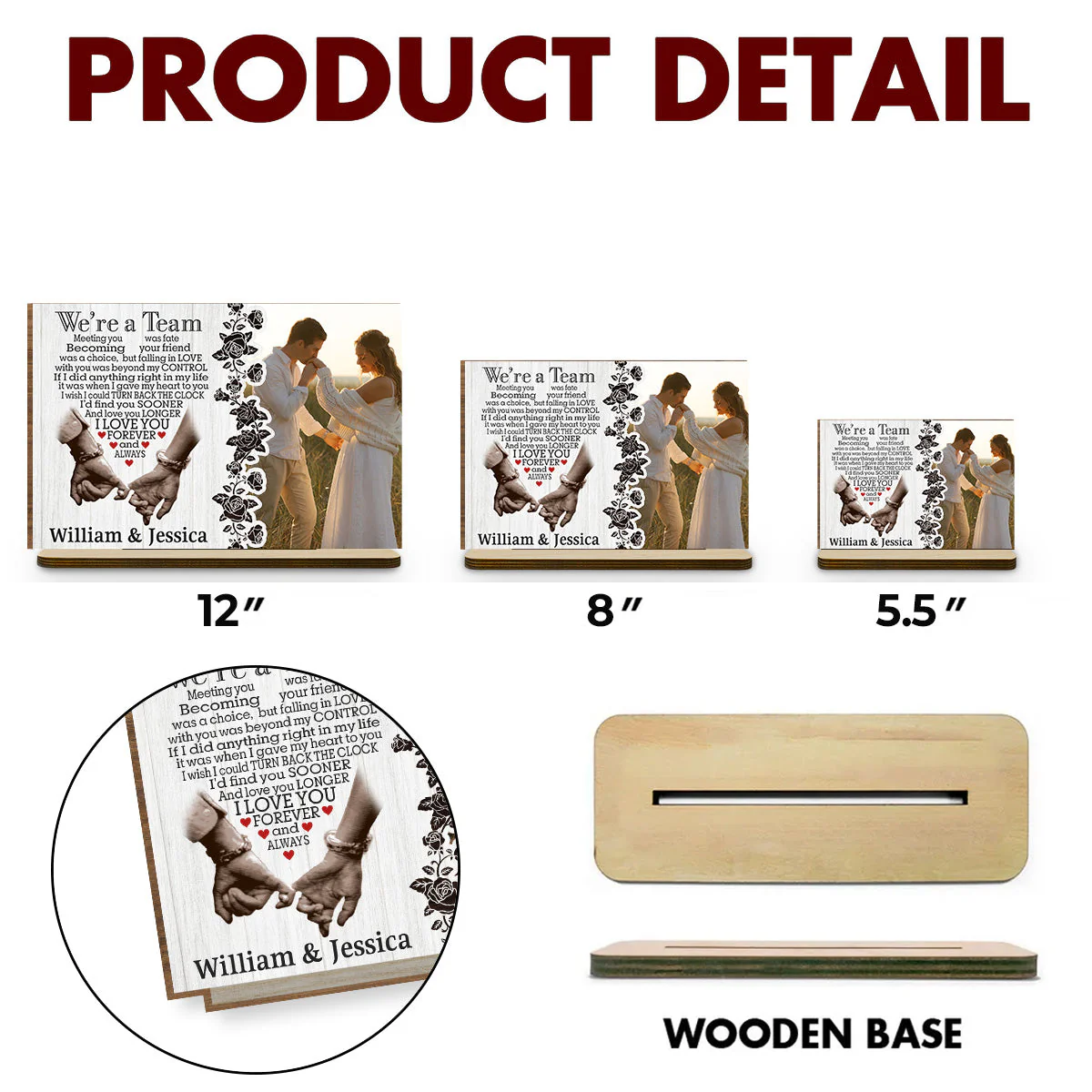 Meeting You Was Fate - Personalized Custom 2-Layer Wood Plaque With Flat Base - Image 6