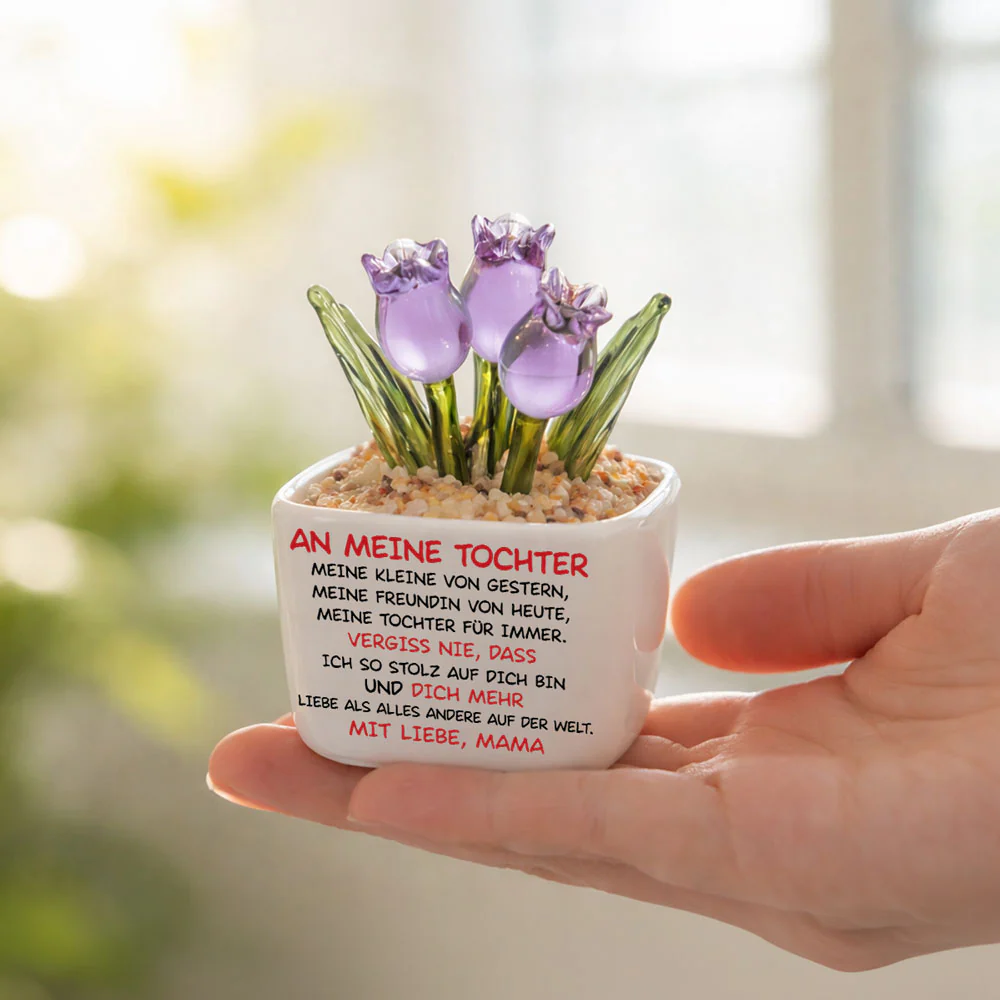 Meine Tochter Für Immer - Personalisierter Glas Mit Ewigen Tulpen - Image 3