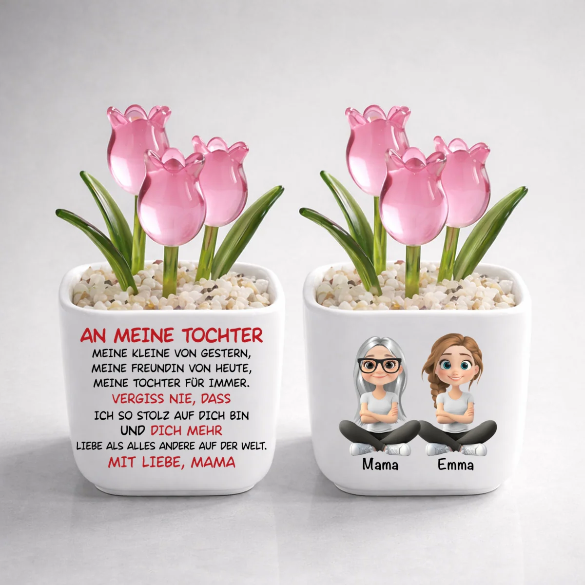 Meine Tochter Für Immer - Personalisierter Glas Mit Ewigen Tulpen - Image 8