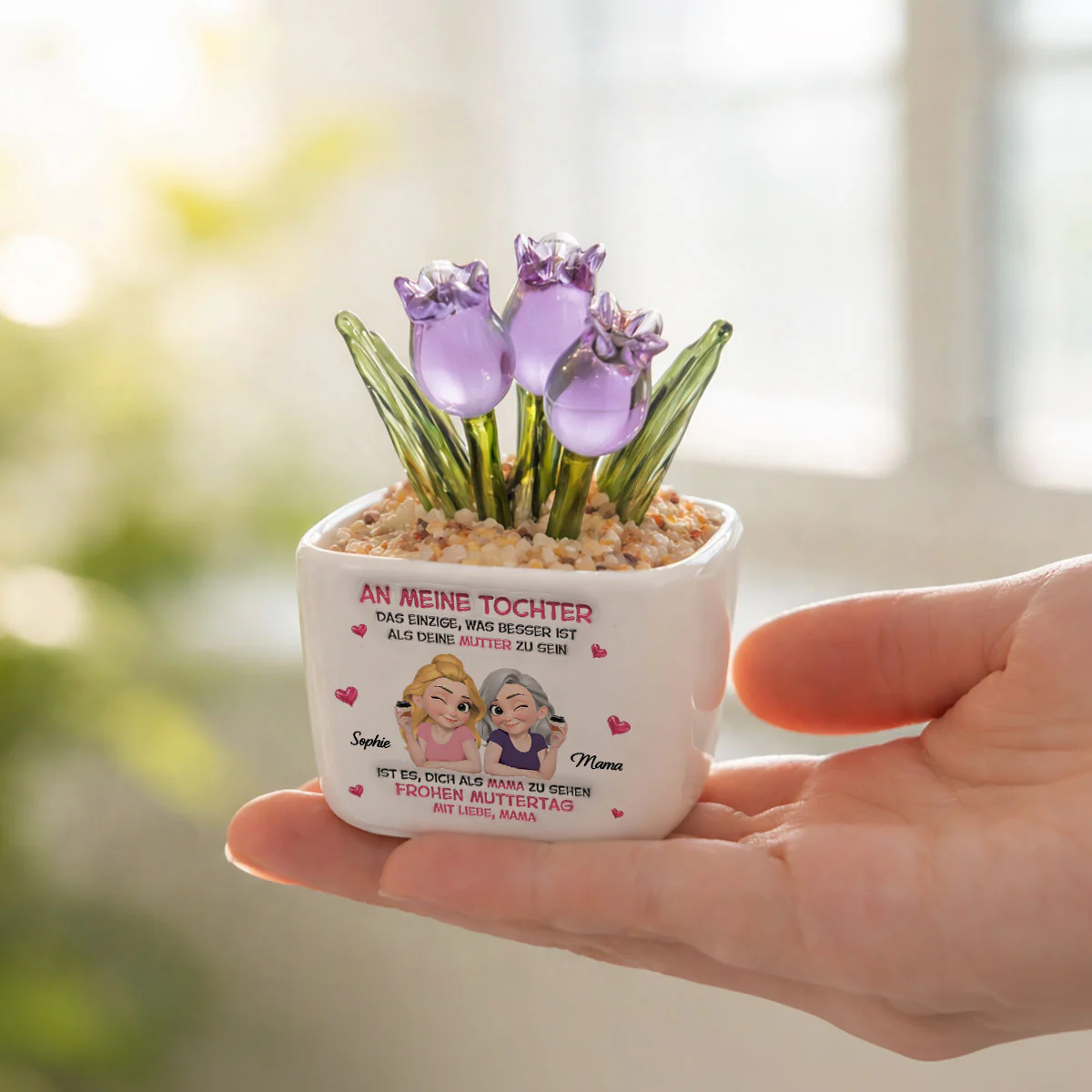 Meine Tochter Werden Sehen - Personalisierte Vase Mit Ewigen Tulpen - Image 2
