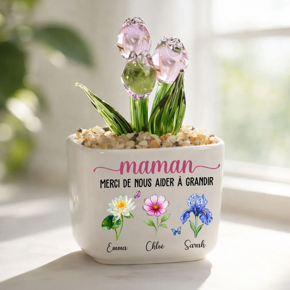 Merci De M'Aider À Grandir - Tulipes Éternelles En Verre Personnalisées - Image 2