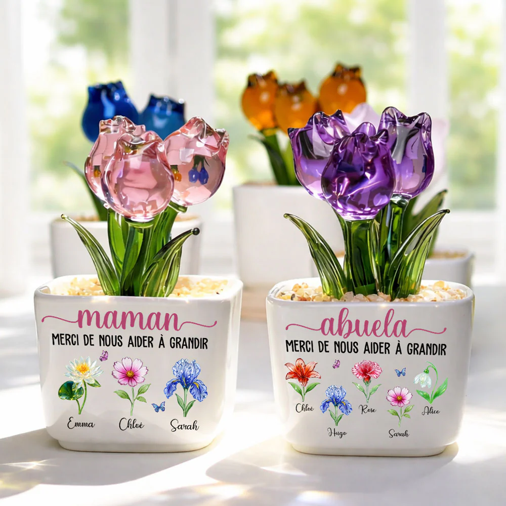 Merci De M'Aider À Grandir - Tulipes Éternelles En Verre Personnalisées - Image 5