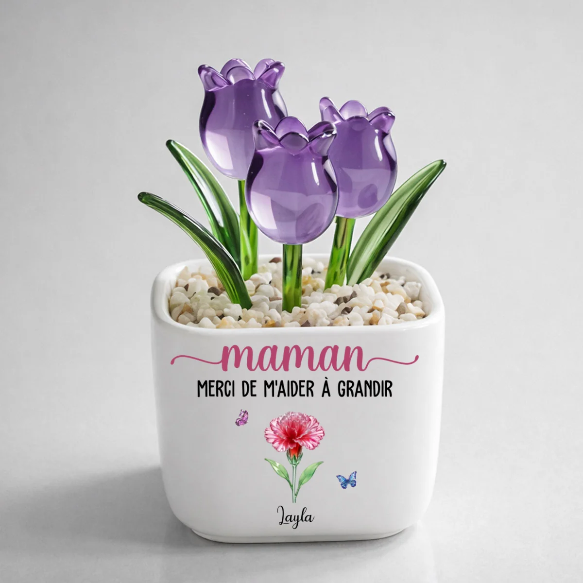 Merci De M'Aider À Grandir - Tulipes Éternelles En Verre Personnalisées - Image 9