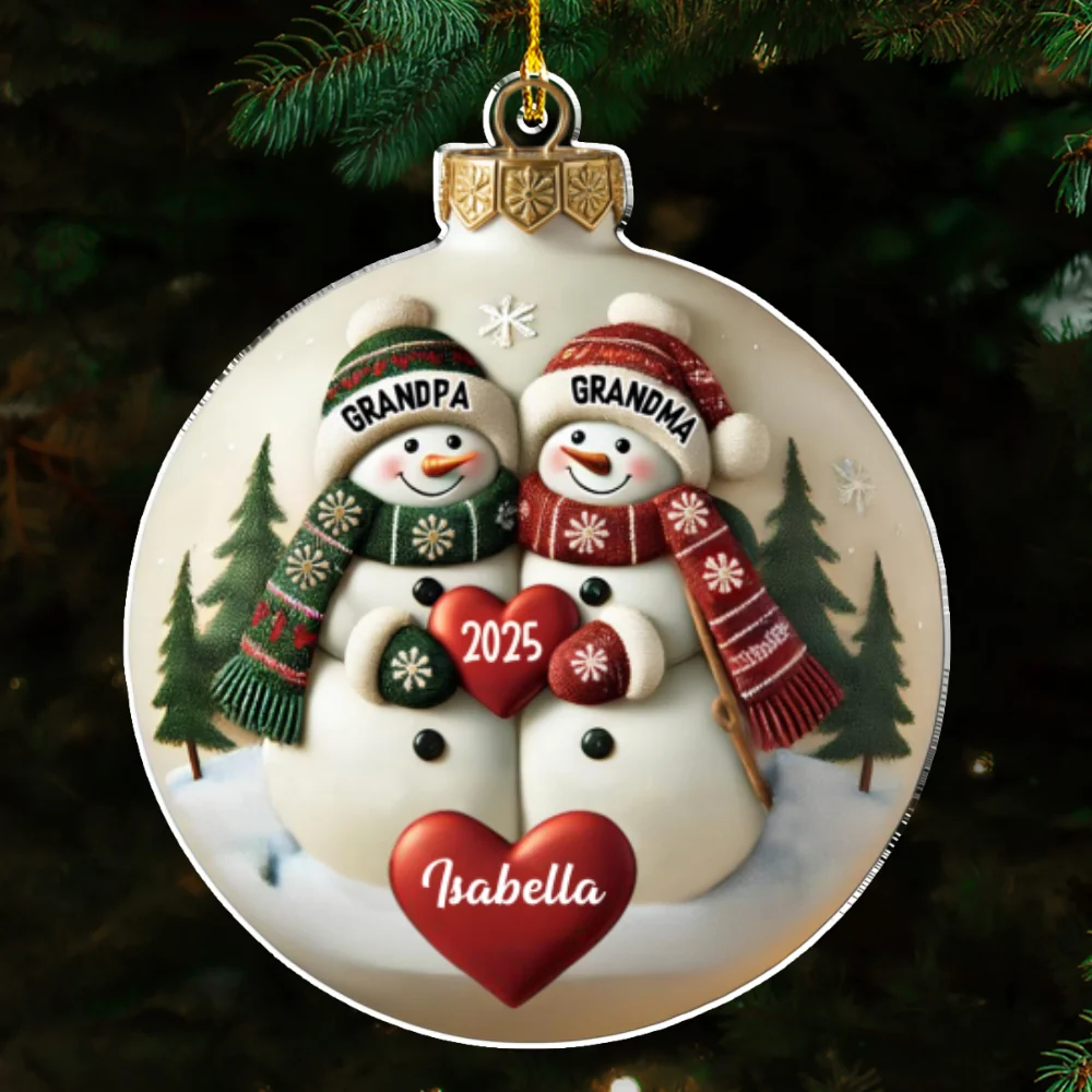 Merry Christmas Grandma And Grandpa - Personalized Custom Acrylic Ornament - Image 6