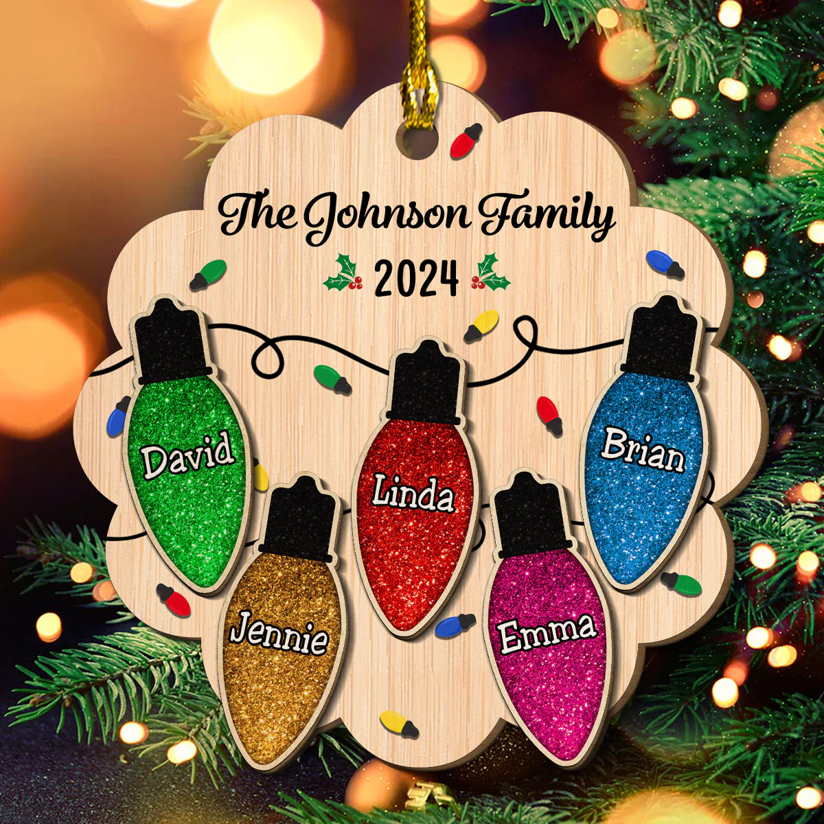 Merry Christmas My Family - Personalized Custom 2-Layered Wood Ornament - Image 3
