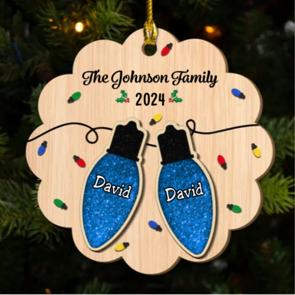 Merry Christmas My Family - Personalized Custom 2-Layered Wood Ornament - Image 6