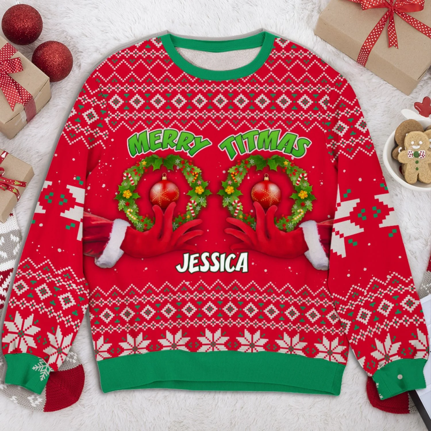 Merry Christmas - Personalized Custom All-Over-Print Sweatshirt - Image 6